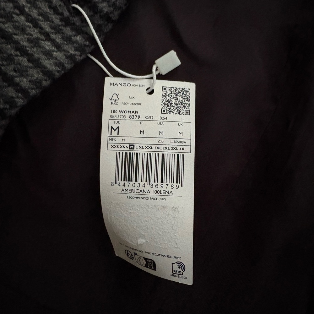 NWT Mango Charcoal Checkered Blazer - Picture 3 of 6